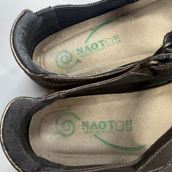 NAOT 37 US 6 Kirei Brown Leather Mary janes Comfort Casual Excellent - Picture 8 of 8